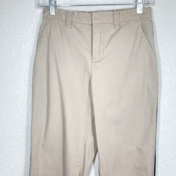 Zadig & Voltaire Pants Womens 36 Beige Tuxedo Stripe Gold Trim Casual Cotton - Picture 4 of 9